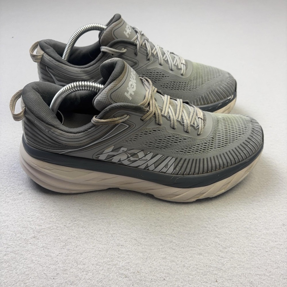 Hoka One One Bondi 7 Shoes Mens Size 9.5 Gray Running Sneakers 1110518 WDDS